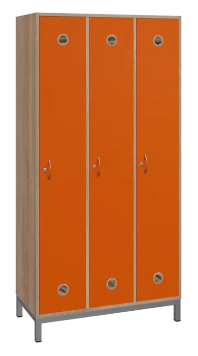 SSLN - 180 - 90 šatní skříň 3-dvéřová, 1800x900x400 mm, kovové nohy, korpus dub bardolino, dvířka po